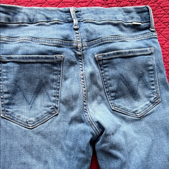 MOTHER High Waisted Looker Ankle Jeans - Light Denim Blue - Picture 5 of 7